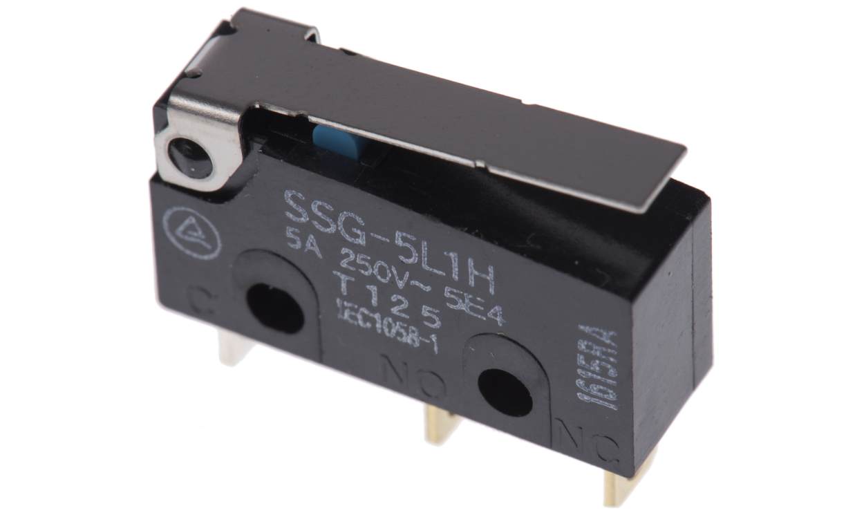 Omron SSG-5L1H, Hinge Lever Subminiature Micro Switch, Solder Terminal, 5 A @ 125 V ac, SPDT, IP40