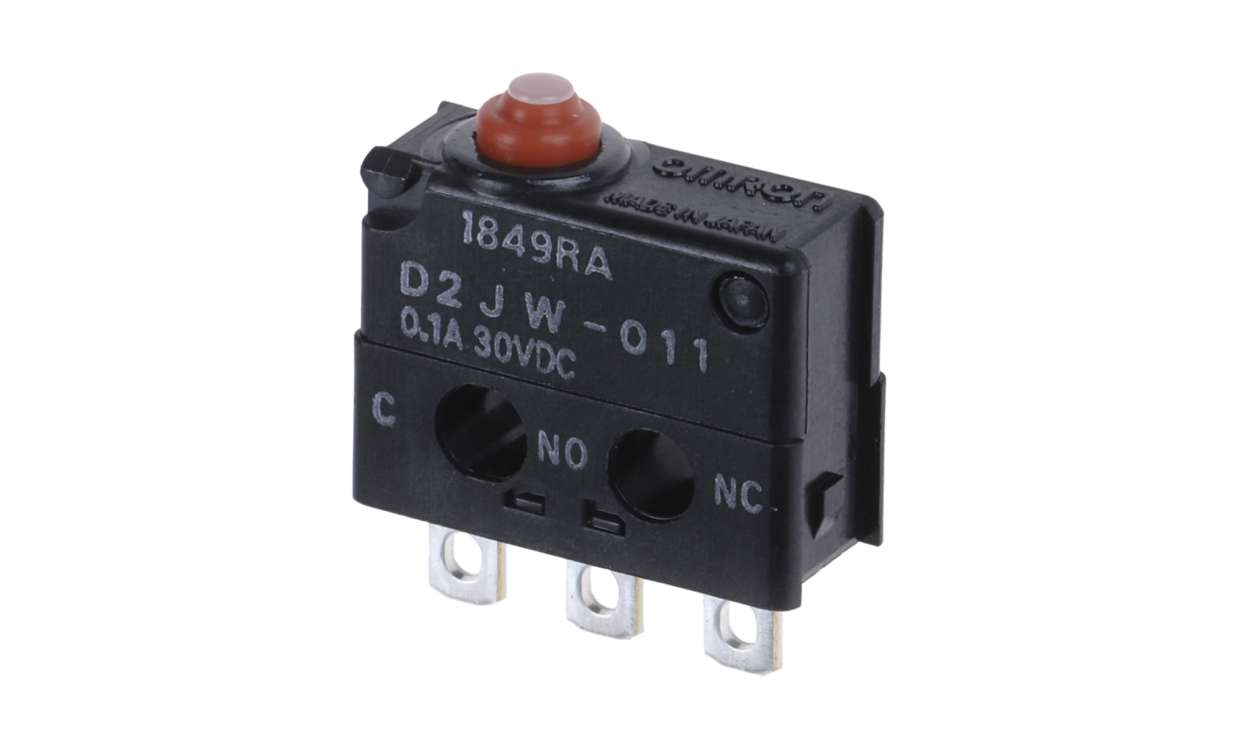 Omron D2JW-011, Pin Plunger Micro Switch, Solder Terminal, 100 mA @ 30 V dc, SPDT, IP67