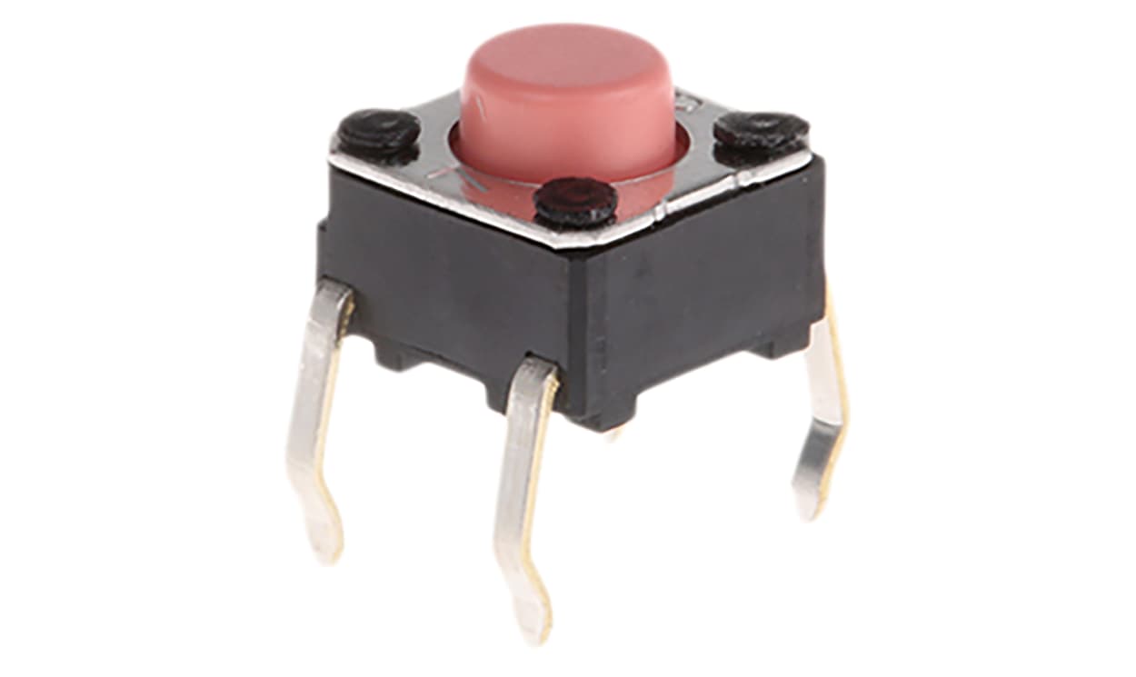Omron B3F-1025, Pink Plunger Tactile Switch, SPST 50 mA @ 24 V dc 0.9mm Through Hole