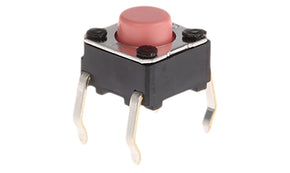 Omron B3F-1025, Pink Plunger Tactile Switch, SPST 50 mA @ 24 V dc 0.9mm Through Hole