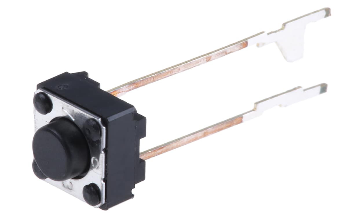 Omron B3F-6020, Black Plunger Tactile Switch, SPST 50 mA @ 24 V dc 1.6mm Through Hole