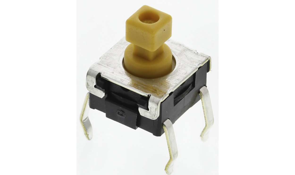 Omron B3W-1052, Yellow Plunger Tactile Switch, SPST 50 mA @ 24 V dc 3.9mm Through Hole