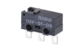 Omron D2F-01-D3, Pin Plunger Micro Switch, Solder Terminal, 100 mA @ 30 V dc, SPDT, IP40