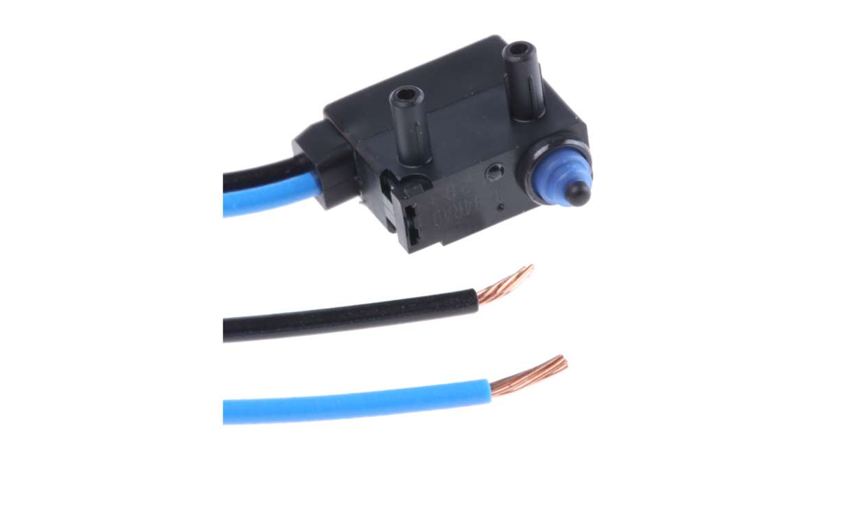 Omron D2HW-BL203MR, Pin Plunger Micro Switch, Pre-wired Terminal, 2 A @ 12 V dc, SPST, IP67