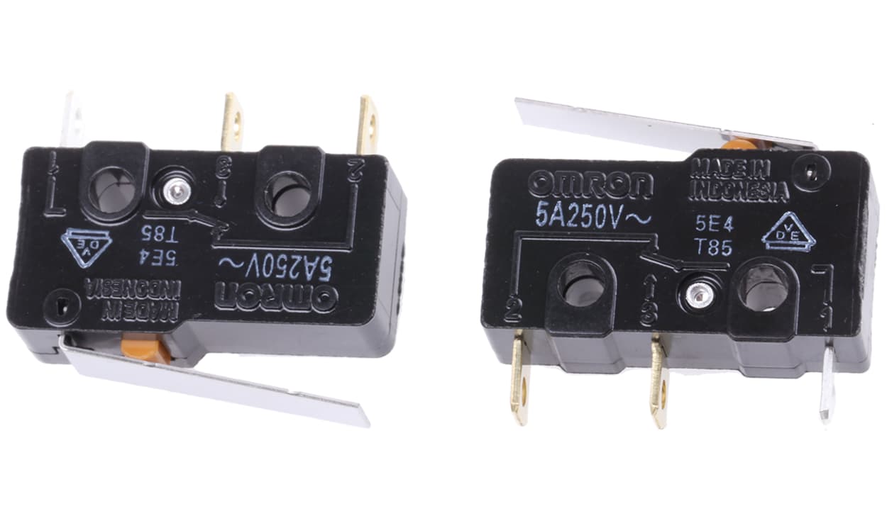Omron SS-5GL-F, Hinge Lever Micro Switch, Solder Terminal, 5 A @ 125 V ac, SPDT, IP40