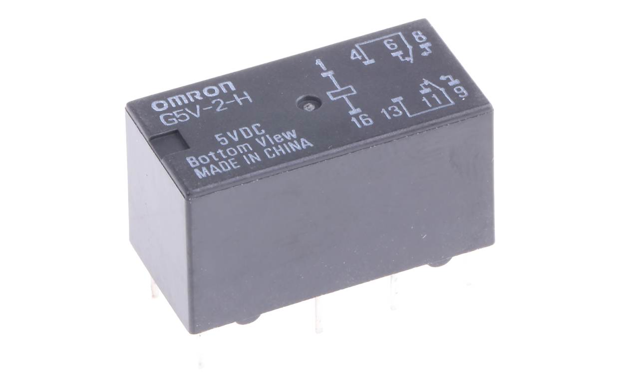 Omron G5V-2-H 5DC, PCB Mount Signal Relay, 5V dc Coil, 1A Switching Current, DPDT