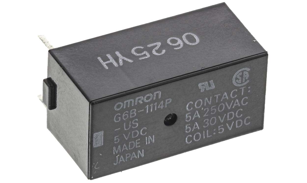 Omron G6B-1114P-US 5DC, PCB Mount Power Relay, 5V dc Coil, 5A Switching Current, SPST