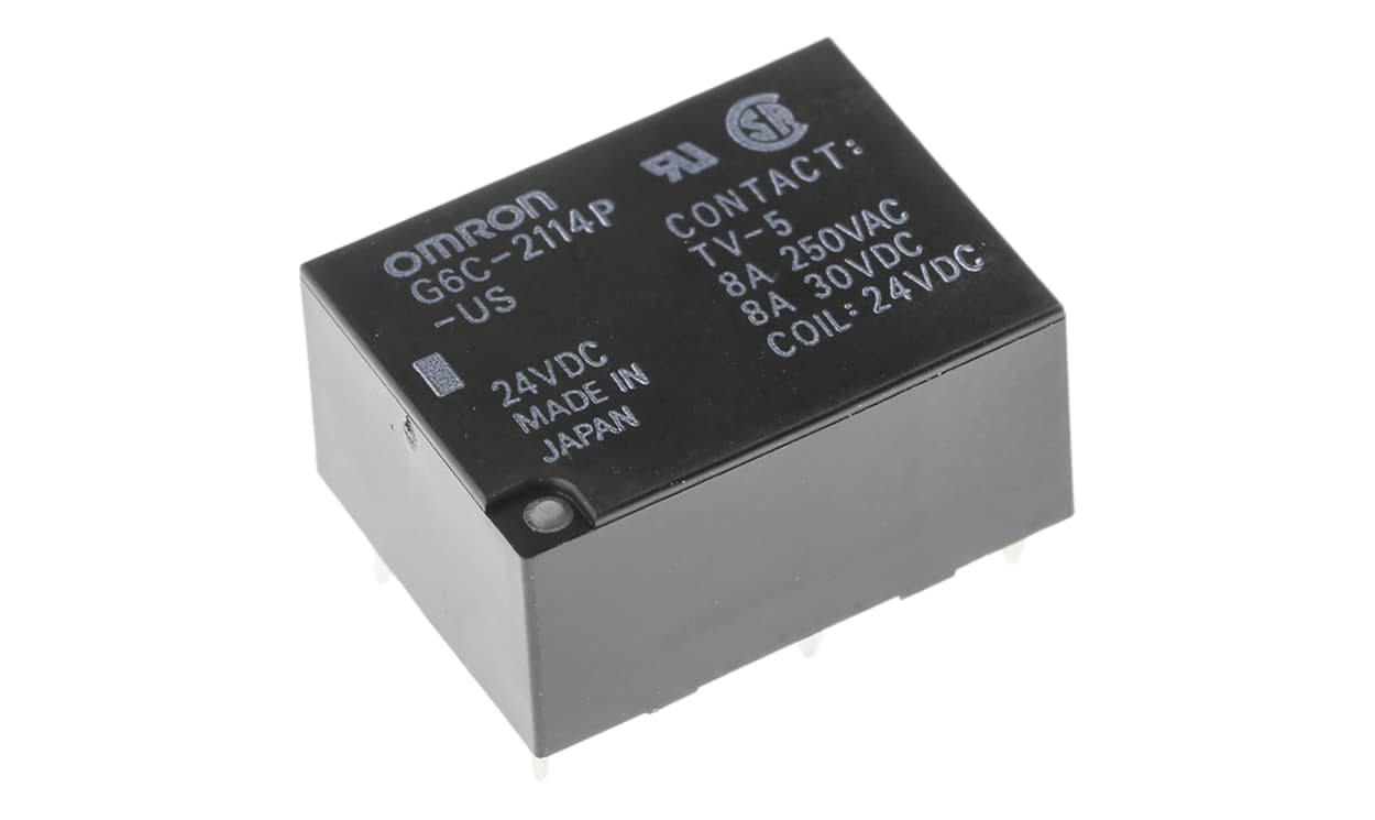 Omron G6C-2114P-US 24DC, PCB Mount Power Relay, 24V dc Coil, 8A Switching Current, DPST