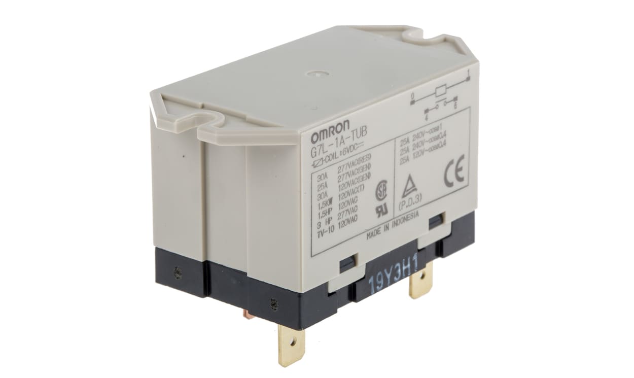 Omron G7L-1A-TUB 6DC, Panel Mount Power Relay, 6V dc Coil, 30A Switching Current, SPST - generaltechuae
