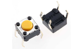 Omron B3F-1002, Yellow Plunger Tactile Switch, SPST 50 mA @ 24 V dc 0.9mm Through Hole