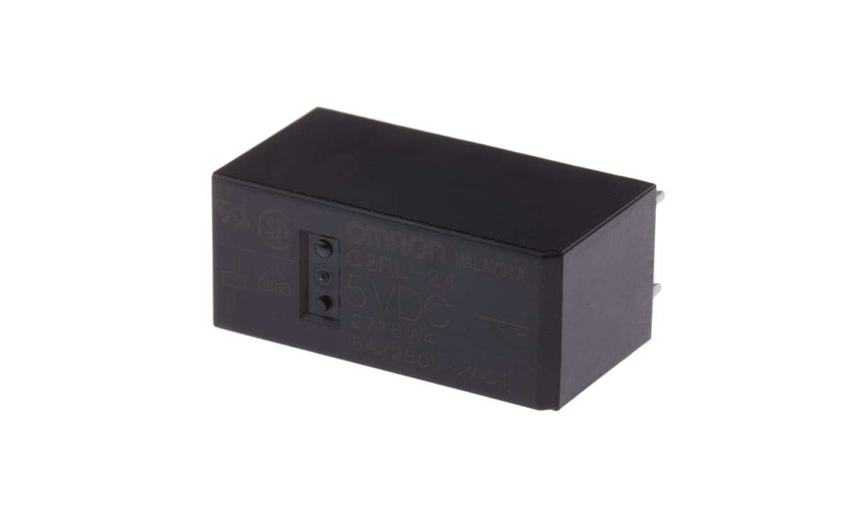 Omron G2RL-24 DC5, PCB Mount Power Relay, 5V dc Coil, 5A Switching Current, DPDT