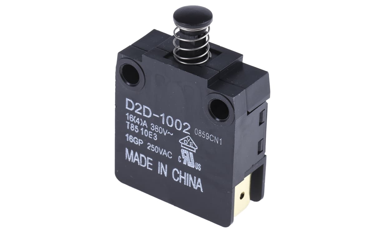 Omron D2D-1002, Door Micro Switch, Plunger, SPST 16 A @ 250 V ac, -25 → +85°C