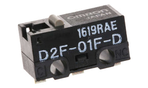 Omron D2F-01F-D, Pin Plunger Micro Switch, Solder Terminal, 100 mA @ 30 V dc, SPDT, IP40