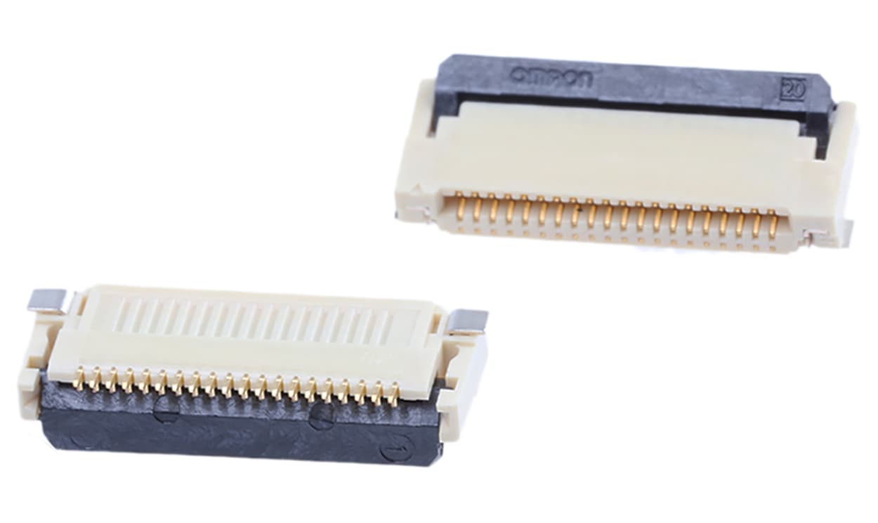 Omron XF2M-2015-1A, , XF2M 0.5mm Pitch 20 Way Right Angle Female FPC Connector, Top and Bottom Contact