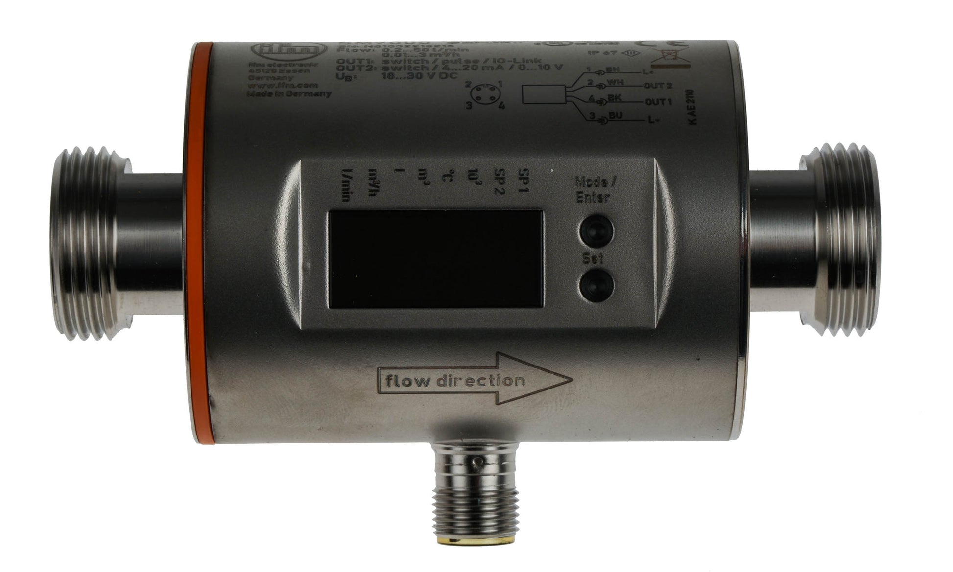 ifm SM7000, SM Series Magnetic-Inductive Flow Meter for Liquid, 0.2 L/min Min, 50 L/min Max