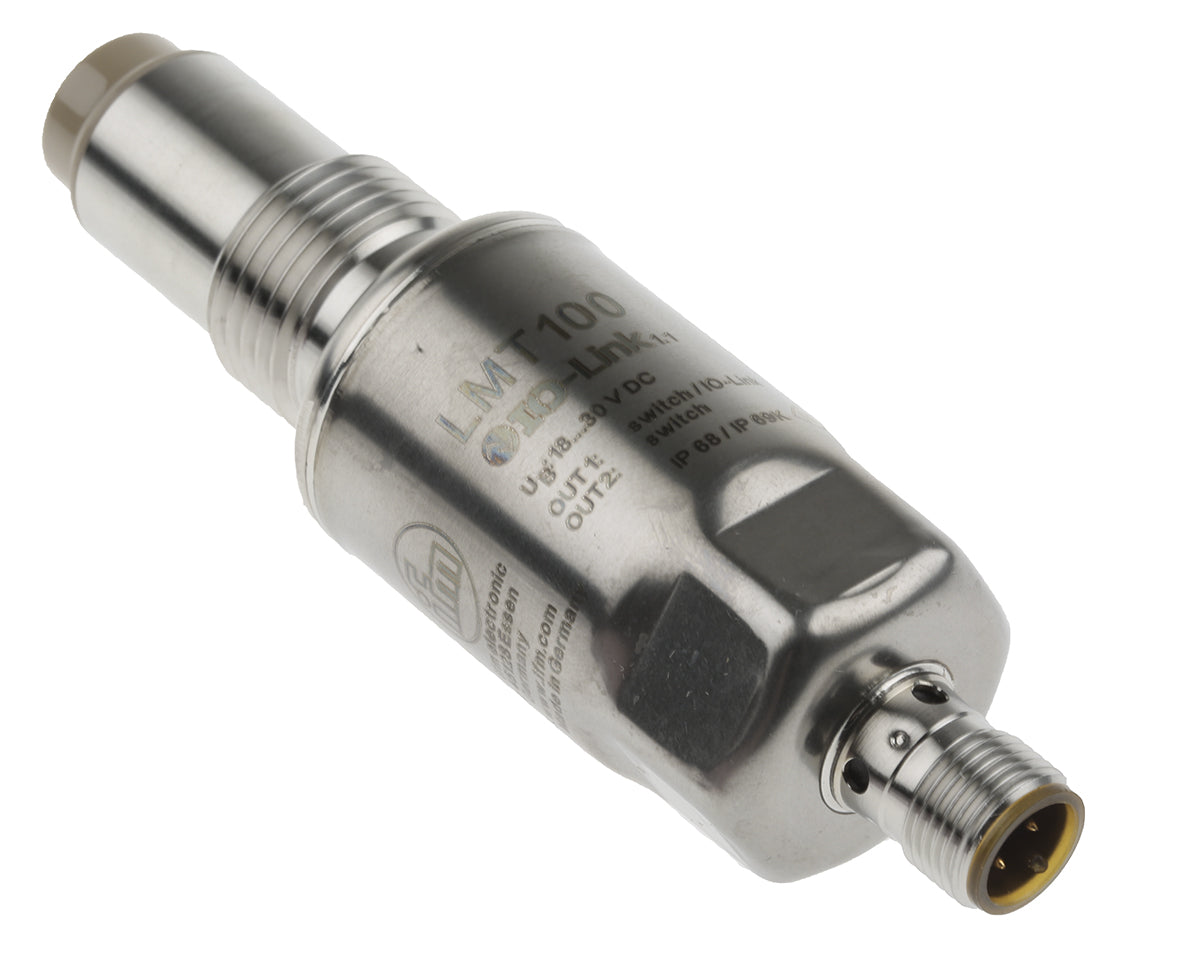 ifm LMT100, Electronic Level Probe, PNP NO/NC Output, Flush Mount, FPM, PA12, PEEK, Stainless Steel Body