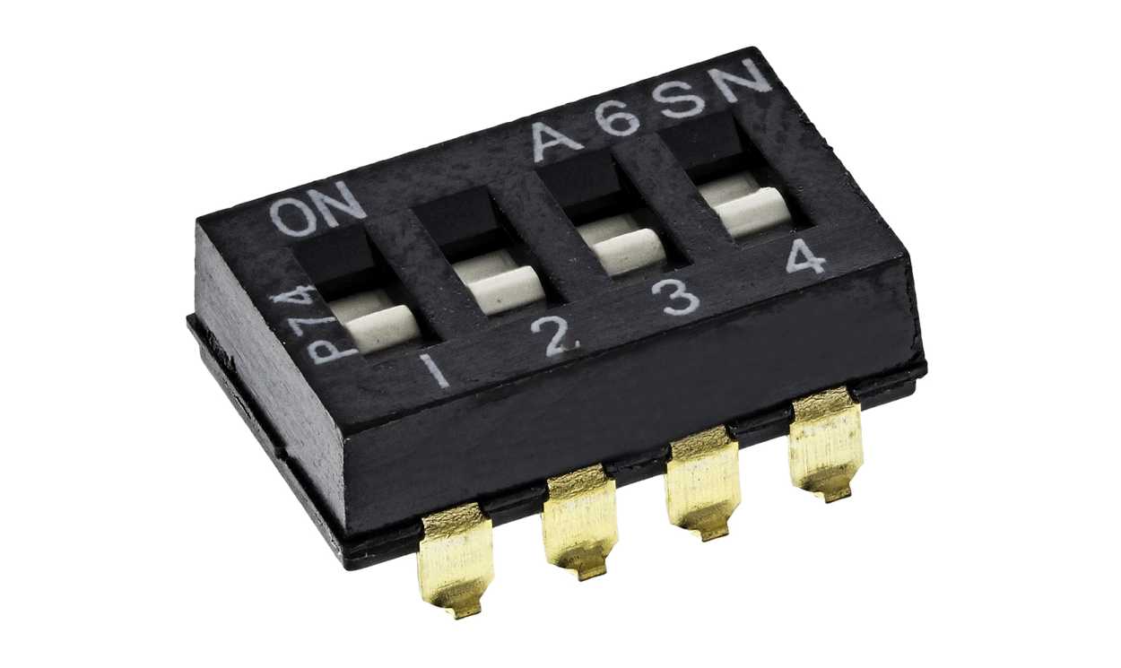 Omron A6SN-4101, 4 Way Surface Mount DIP Switch SPST, Flat, Slide Actuator