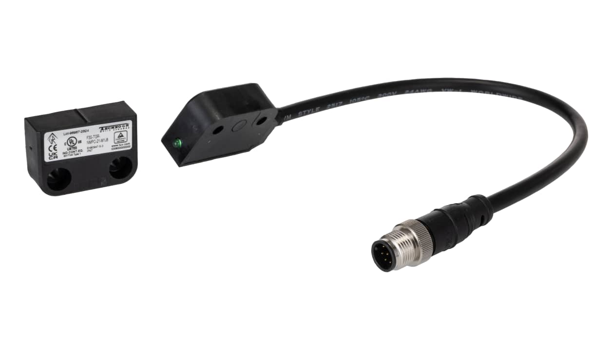 Omron F3S-TGR-NMPC-21-M1J8, F3S Series Magnetic Non-Contact Safety Switch, 24V dc, Polyester Housing, NO/2NC, M12