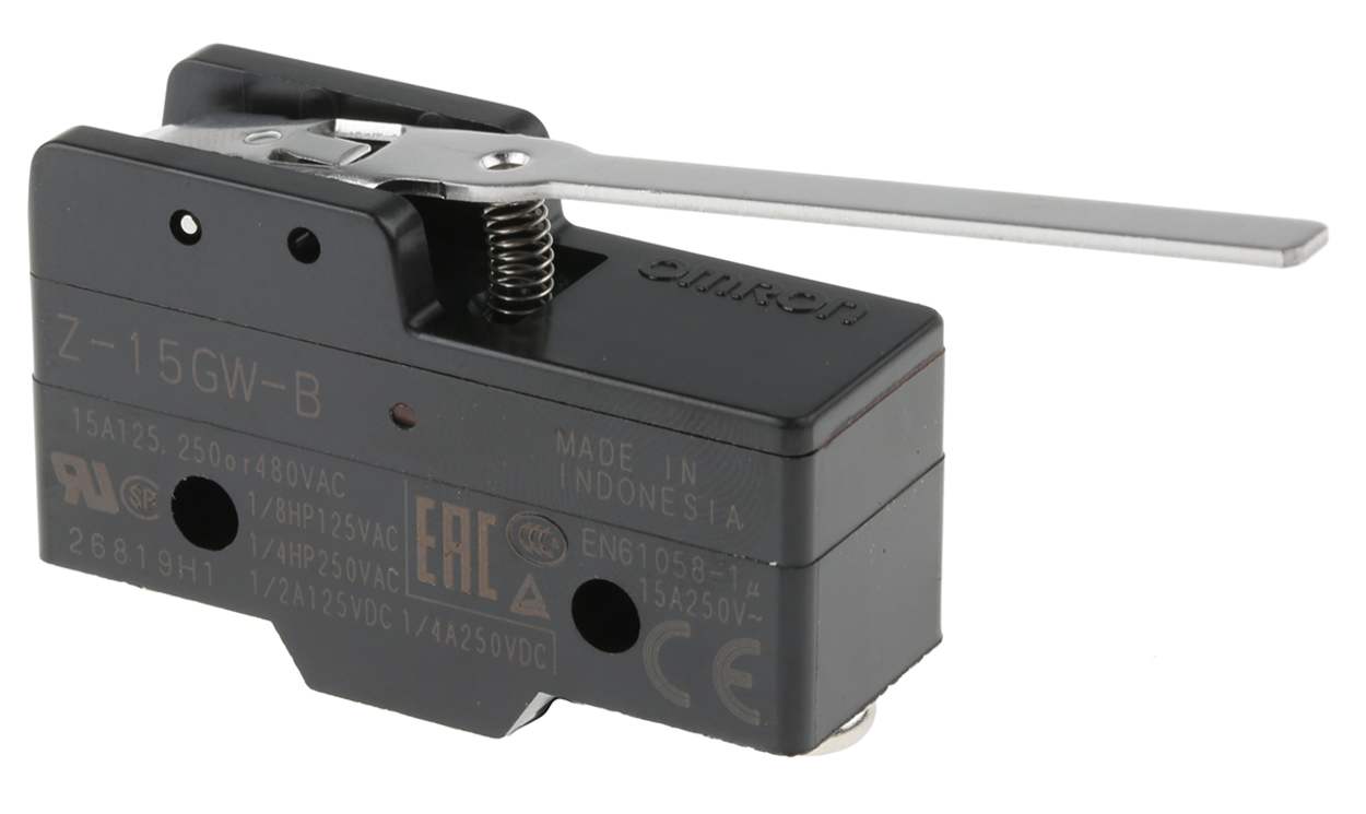 Omron Z-15GW-B, Z Series Lever Limit Switch, NO/NC, IP00, SPDT, Thermosetting Resin Housing, 500V ac Max, 15A Max