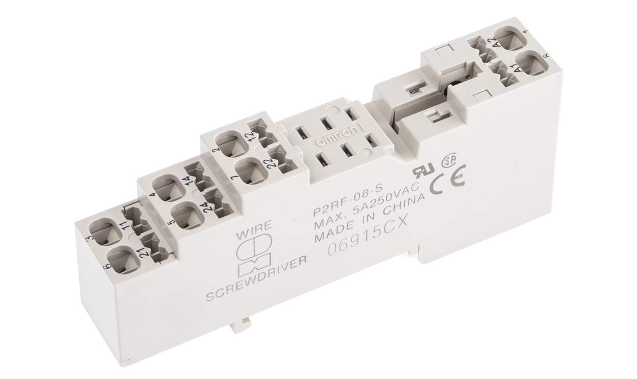 Omron P2RF-08-S, G2R 8 Pin 250V ac DIN Rail Relay Socket, for use with G2R-2-S Series - generaltechuae