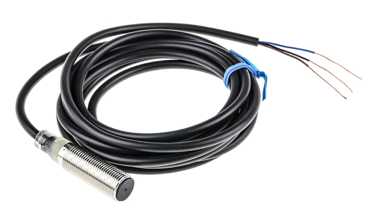 Omron E2B-M12KS04-WP-B1 2M, Inductive Threaded Barrel Proximity Sensor, M12, 4 mm Detection, PNP NO, 10 → 30 V dc - generaltechuae
