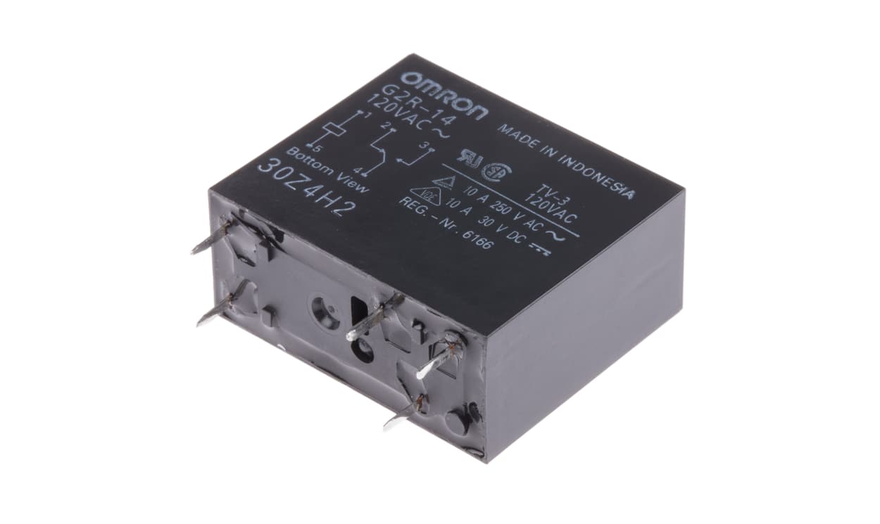 Omron G2R-14-AC120, PCB Mount Power Relay, 120V ac Coil, 5A Switching Current, SPDT