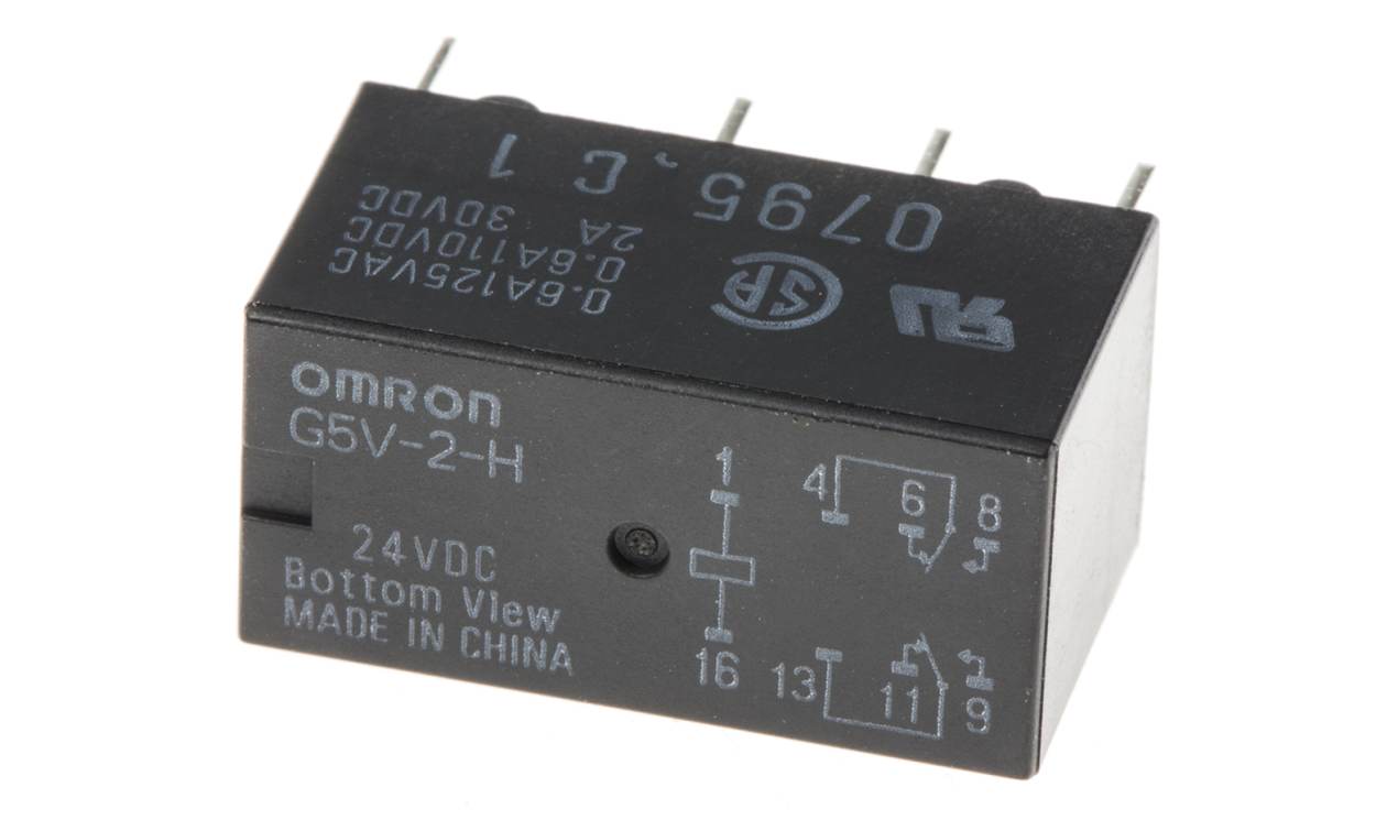 Omron G5V-2-H DC24, PCB Mount Signal Relay, 24V dc Coil, 1A Switching Current, DPDT