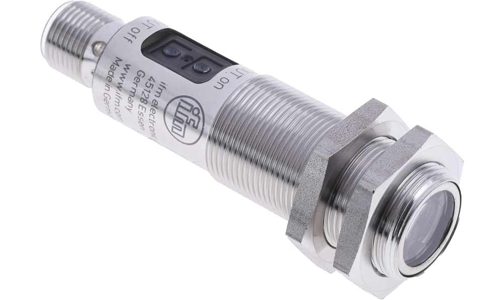 ifm OGE500, Through Beam Receiver Photoelectric Sensor, Barrel Sensor, 25 m Detection Range