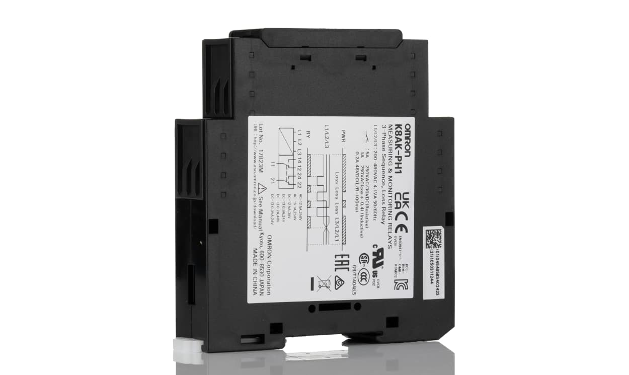 Omron K8AK-PH1, Phase Monitoring Relay, 3 Phase, DPDT, DIN Rail - generaltechuae