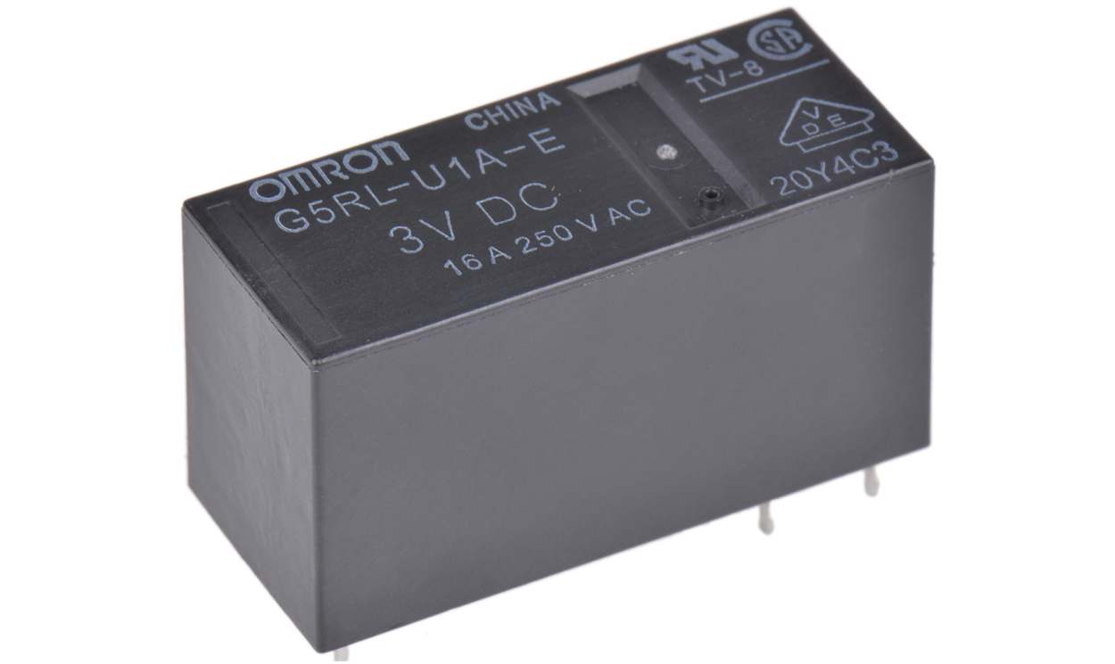 Omron G5RL-U1A-E DC3, PCB Mount Latching Power Relay, 3V dc Coil, 16A Switching Current, SPST