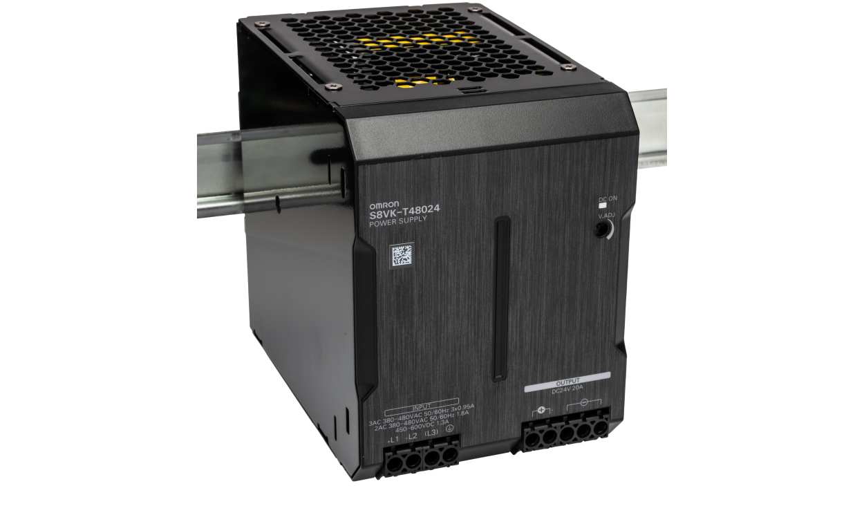 Omron S8VK-T48024, S8VK-T Switched Mode DIN Rail Power Supply, 380 → 480V ac ac Input, 24V dc dc Output, 20A Output, 480W