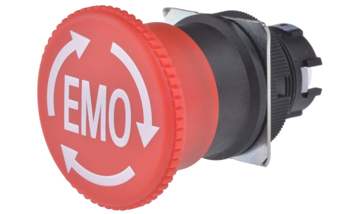 Omron A22E-M-12-EMO, A22E Series Twist Release Emergency Stop Push Button, Panel Mount, 22mm Cutout, 2NC, IP65