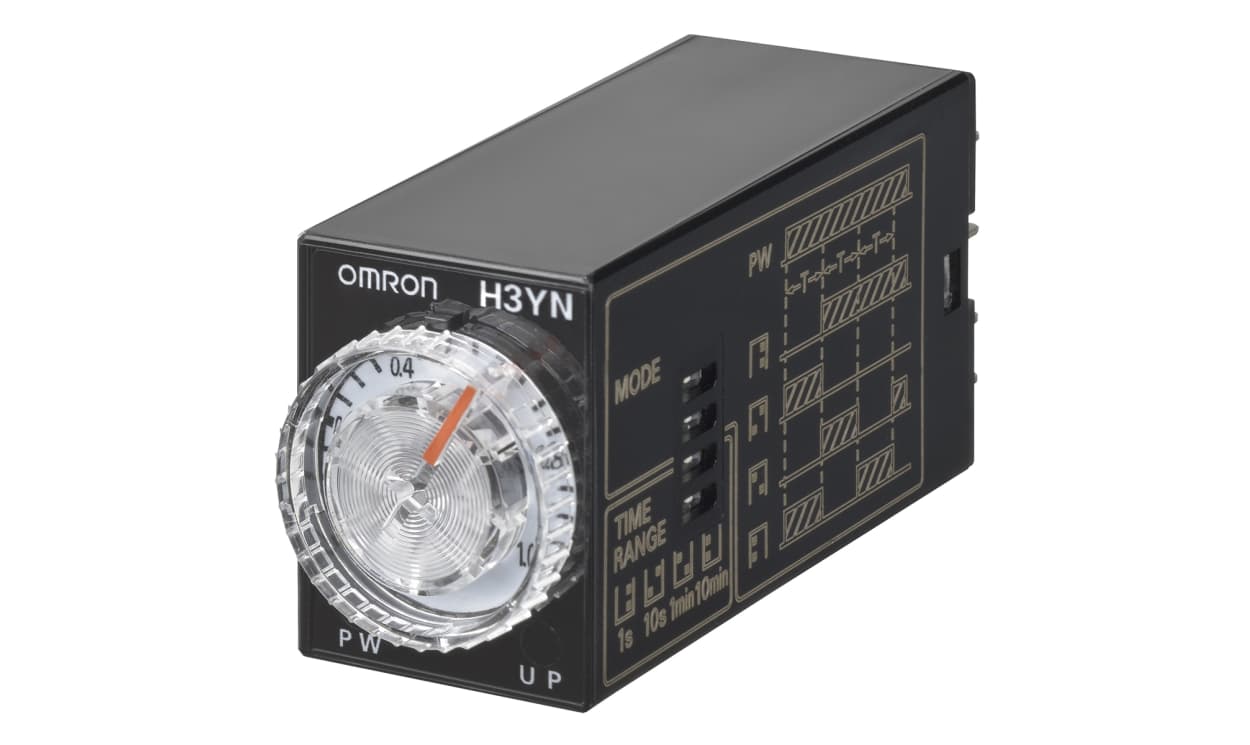 Omron H3YN-4-B AC24, H3YN Series Panel Mount Timer Relay, 24V ac, 4-Contact, 0.1 s → 10min, 4NO/4NC