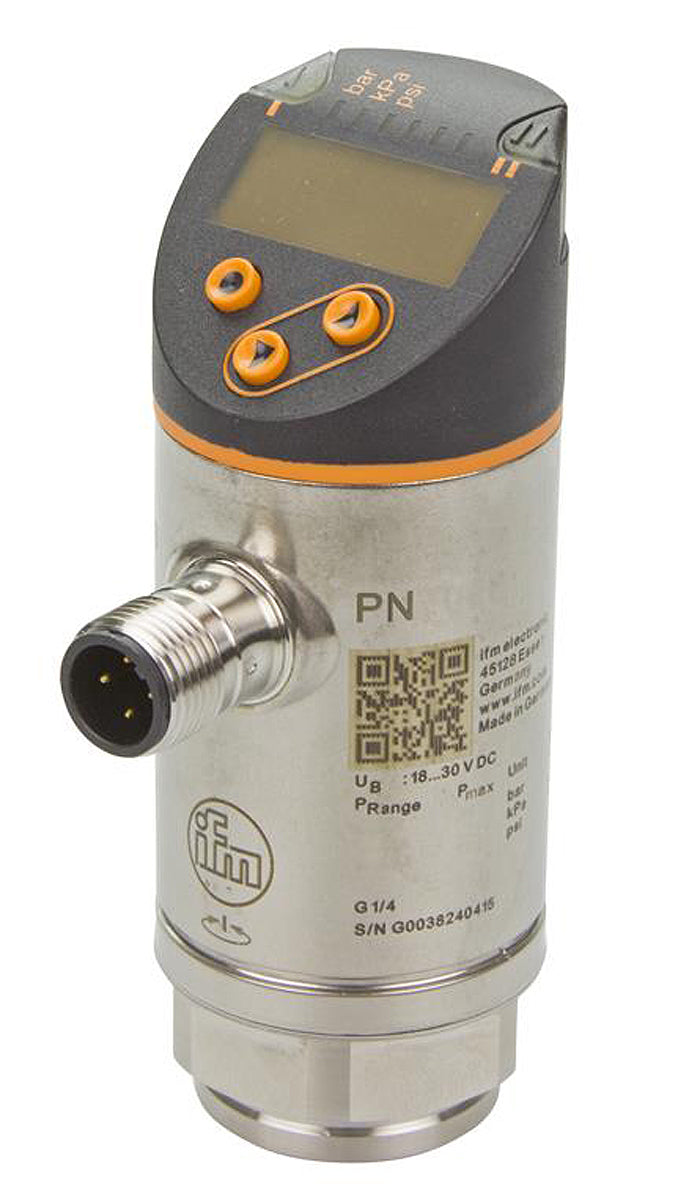 ifm PN7099, Pressure Sensor, -1bar Min, 1bar Max, 2x PNP/NPN-NO/NC Output, Relative Reading
