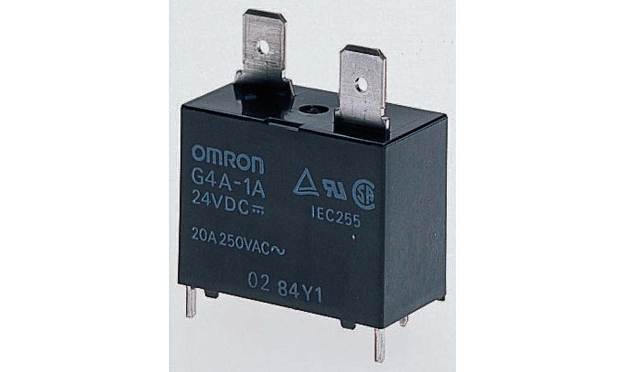 Omron G4A-1A-E DC5, PCB Mount Power Relay, 5V dc Coil, 20A Switching Current, SPST