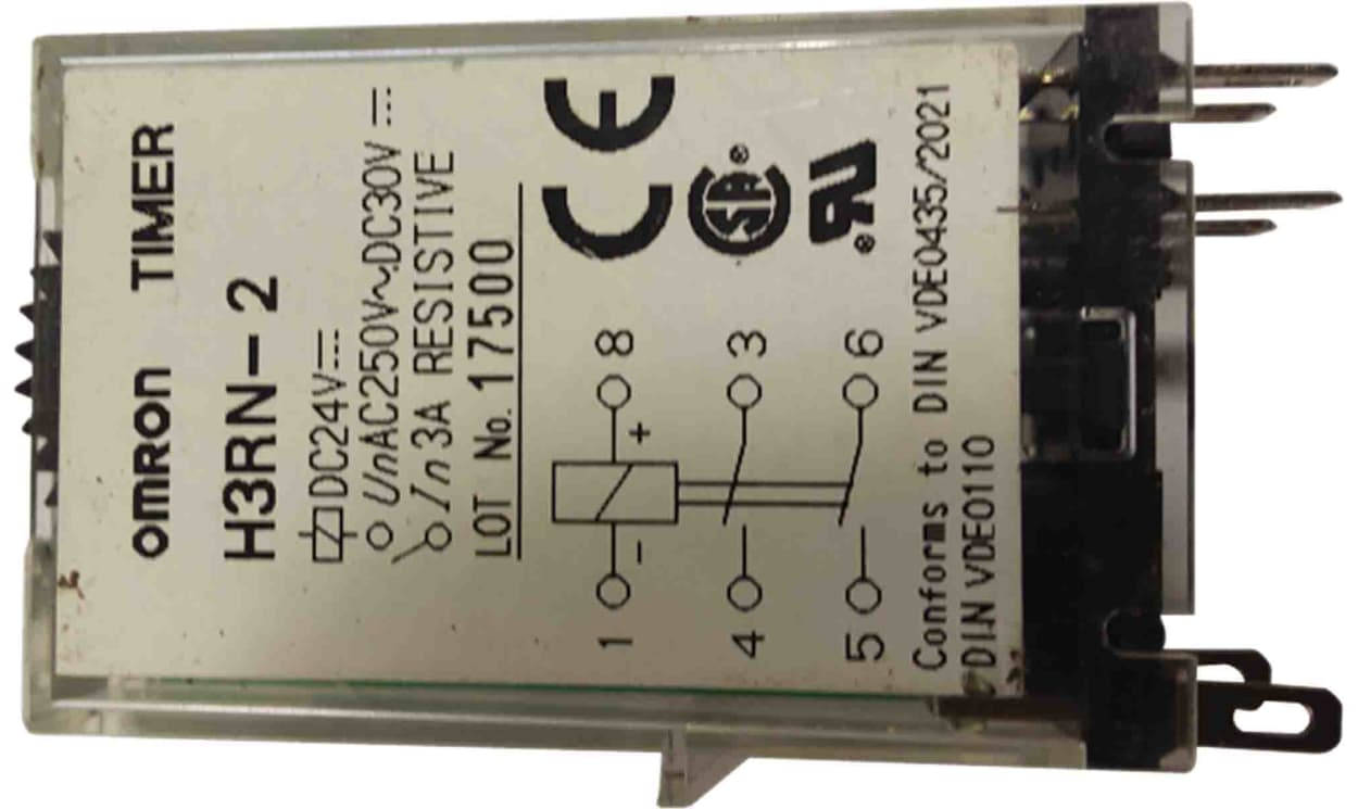 Omron H3RN-21 24VDC, H3RN Series Plug In Timer Relay, 24V dc, 2-Contact, 0.1 min → 10h