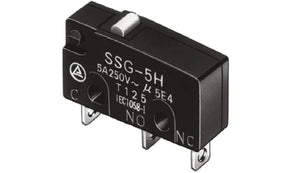Omron SSG-5H-5, Pin Plunger Subminiature Micro Switch, Solder Terminal, 5 A @ 125 V ac, SPDT, IP40