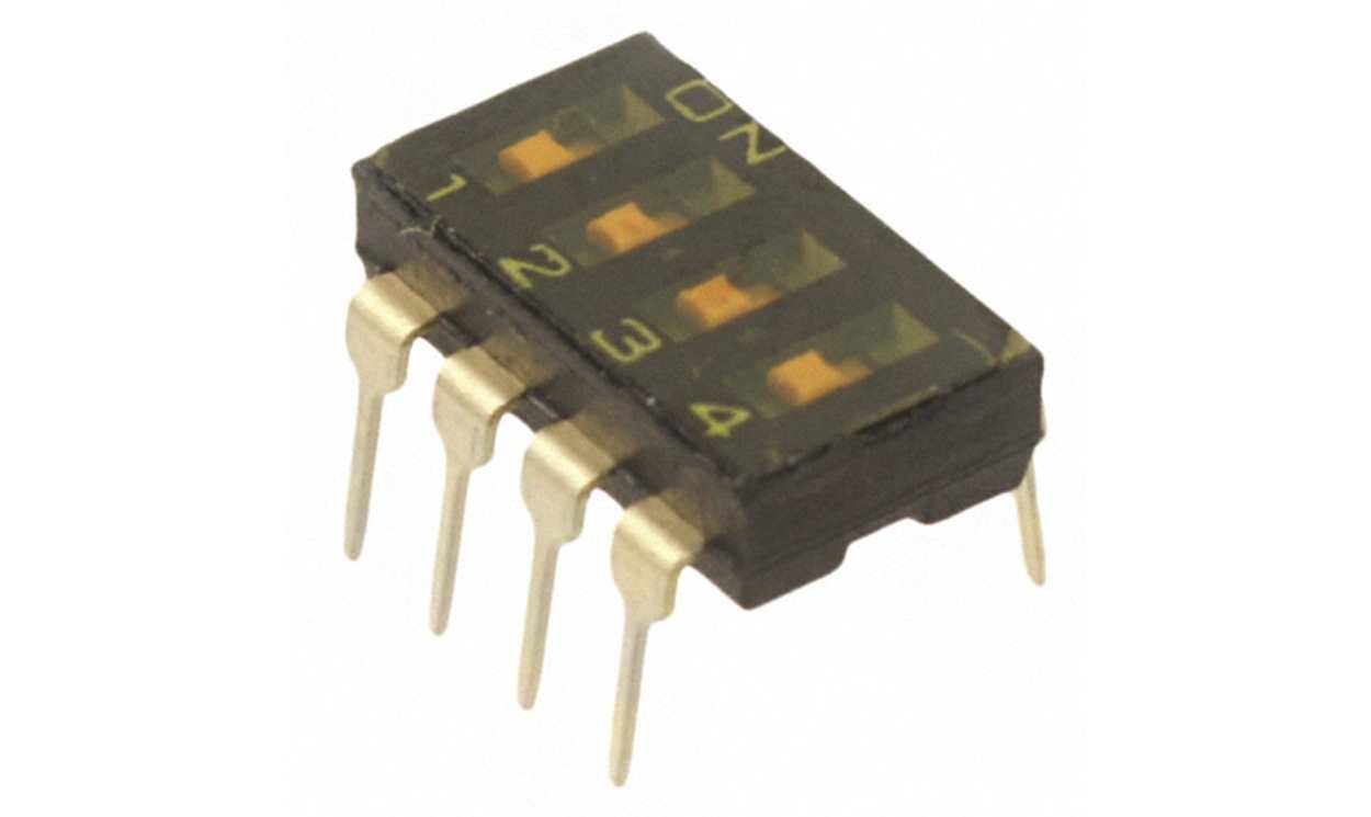 Omron A6T-4104, 4 Way Through Hole DIP Switch 4PST