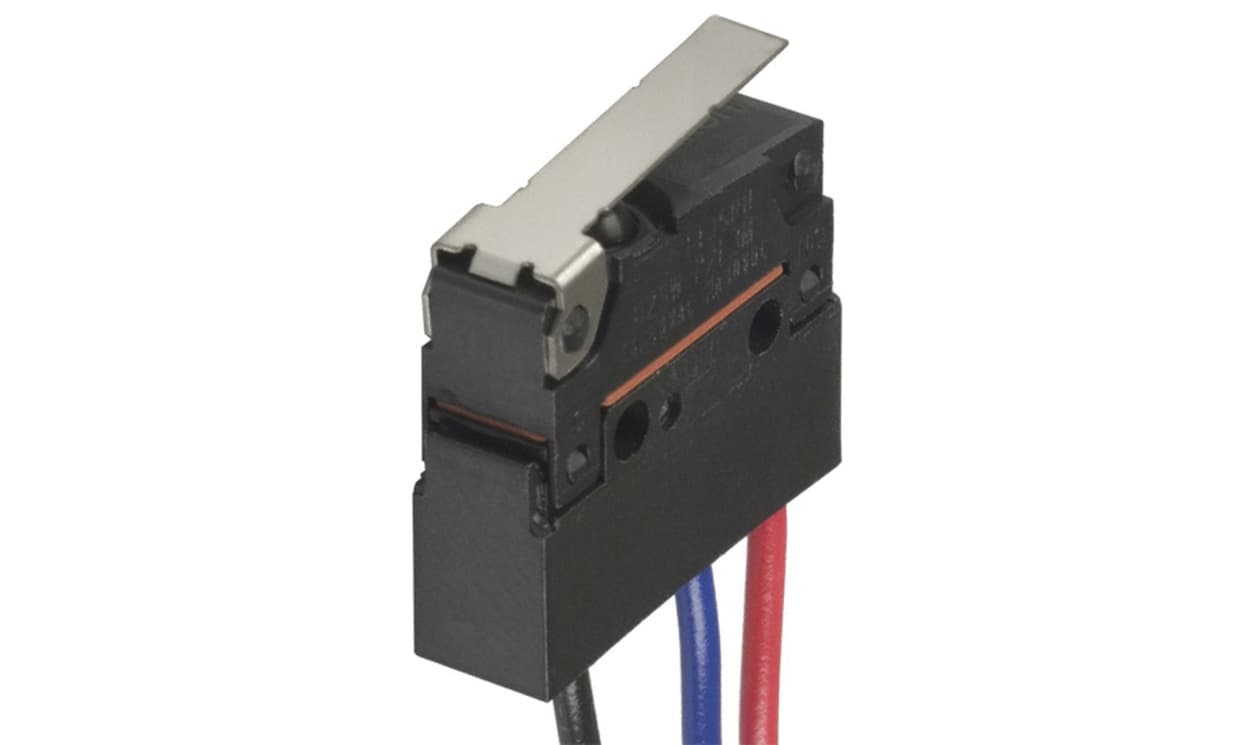 Omron D2SW-P01L1M, Hinge Lever Micro Switch, Pre-wired Terminal, 100 mA @ 30 V dc, SPDT, IP67