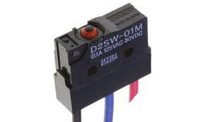 Omron D2SW-P2M, Pin Plunger Micro Switch, Pre-wired Terminal, 2 A @ 250 V ac, SPDT, IP67
