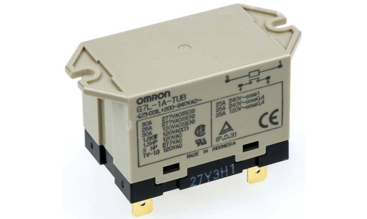 Omron G7L-1A-TUB 100/120AC, Panel Mount Power Relay, 120V ac Coil, 30A Switching Current, SPST