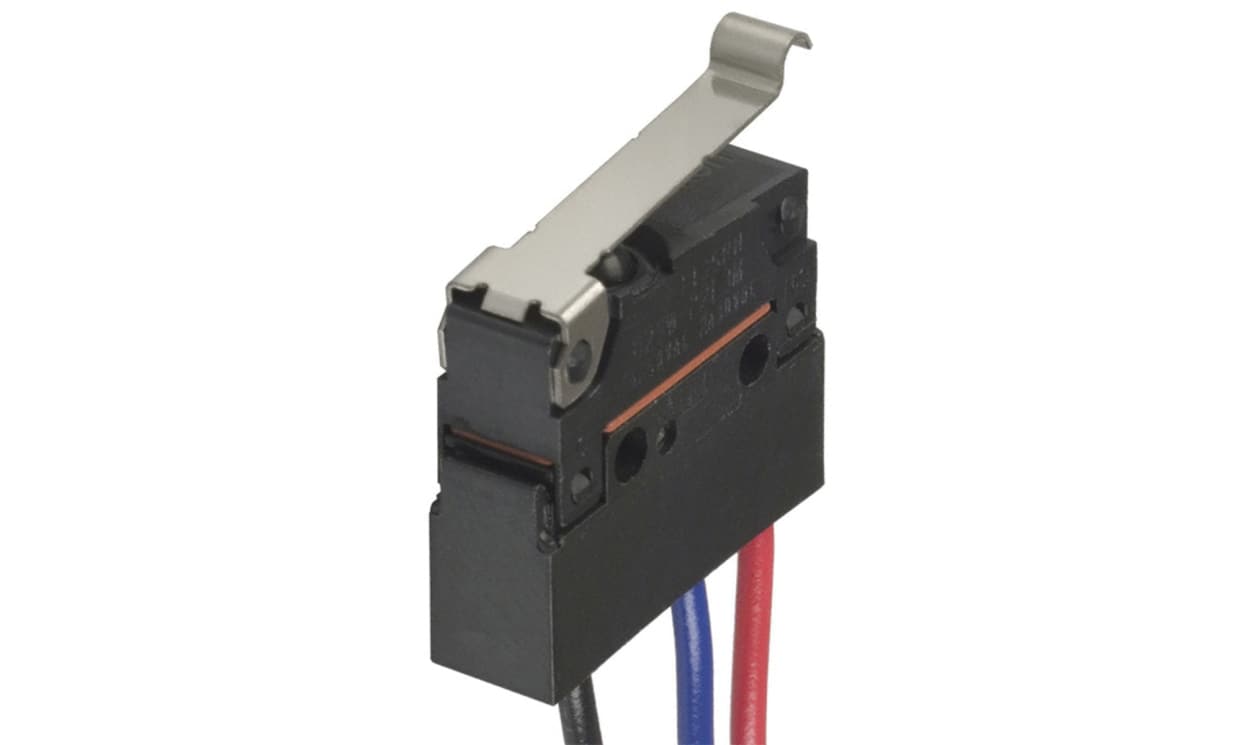 Omron D2SW-P01L3M, Simulated Roller Lever Micro Switch, Pre-wired Terminal, 100 mA @ 30 V dc, SPDT, IP67