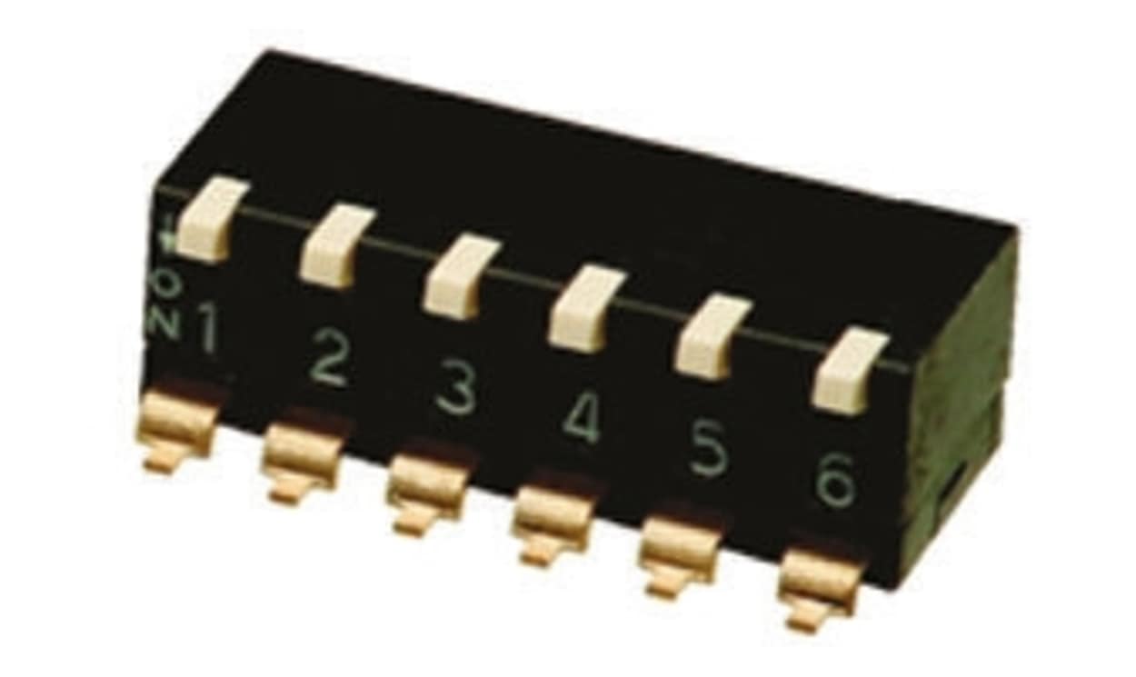 Omron A6SR-6104, 6 Way Surface Mount DIP Switch SPST, Lever Actuator