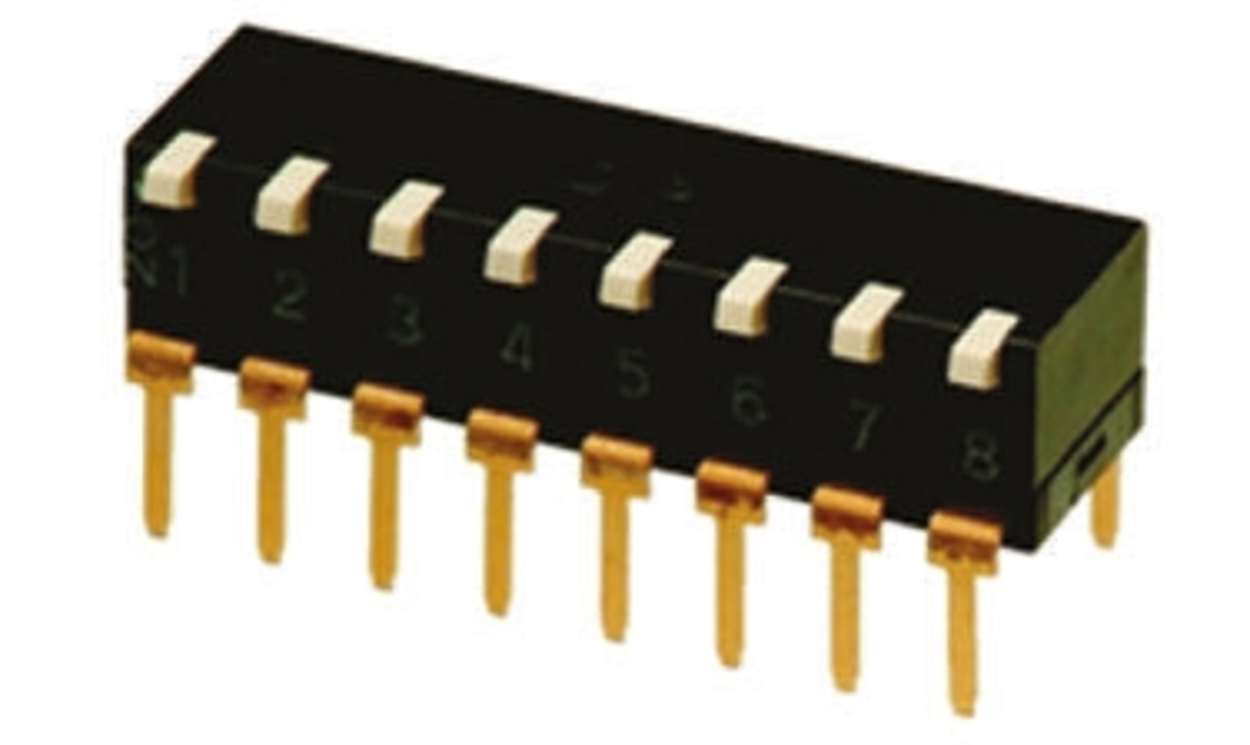 Omron A6TR-8104, 8 Way Through Hole DIP Switch SPST, Lever Actuator