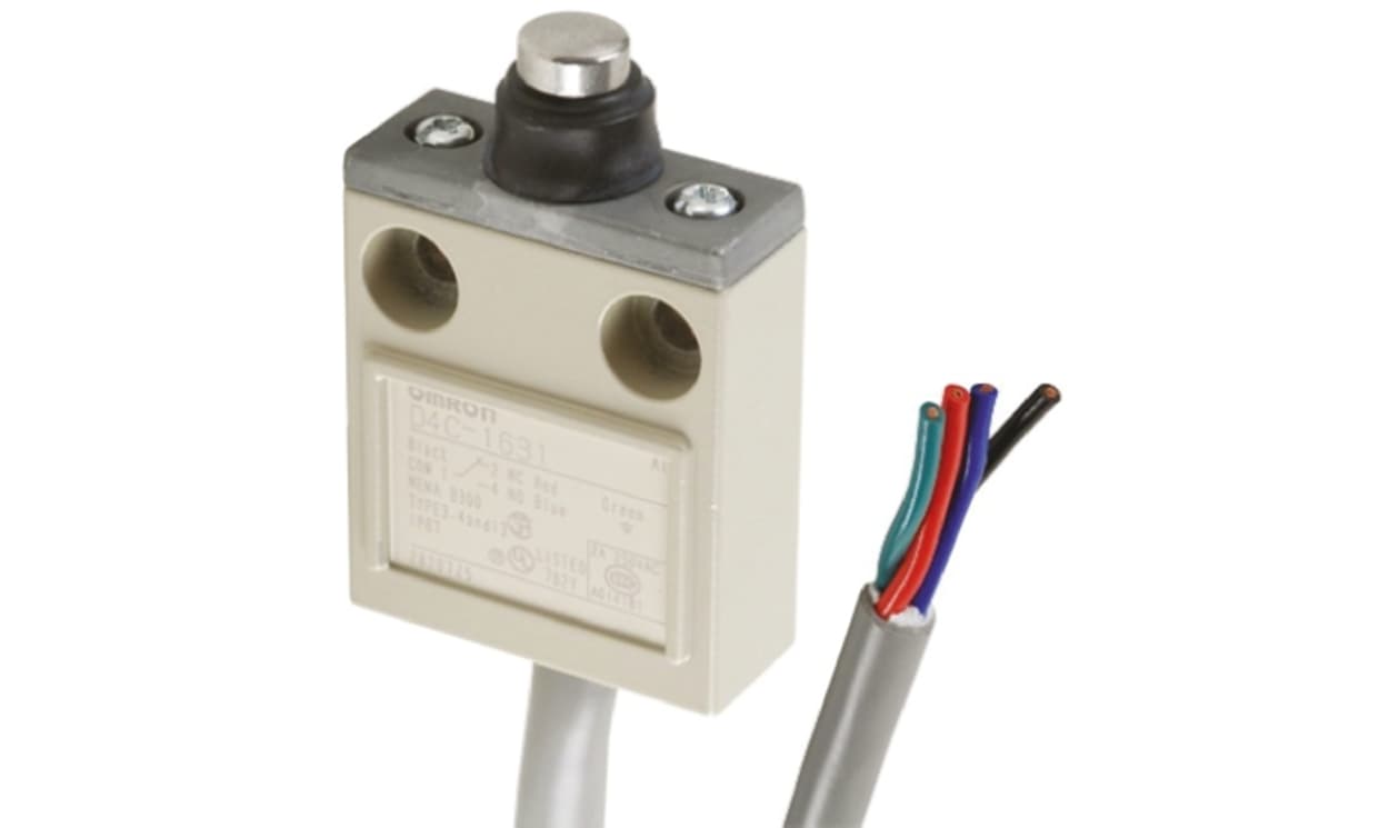 Omron D4C-1220, Roller Lever Limit Switch, NO/NC, IP67, SPDT, Metal Housing, 250V ac Max, ac 5A Max