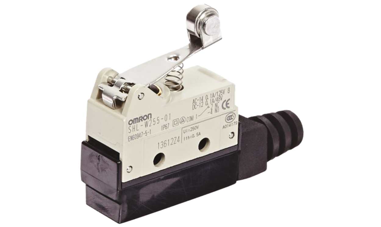 Omron SHL-W255, SHL Series Roller Lever Limit Switch, NO/NC, IP67, SPDT, 480V ac Max, ac 2 A, dc 200mA Max