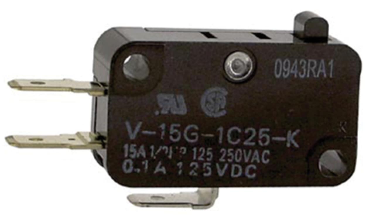 Omron V-15G-1C25-K, Pin Plunger Micro Switch, Quick Connect Terminal, 15 A @ 250 V ac, SP-CO, IP40