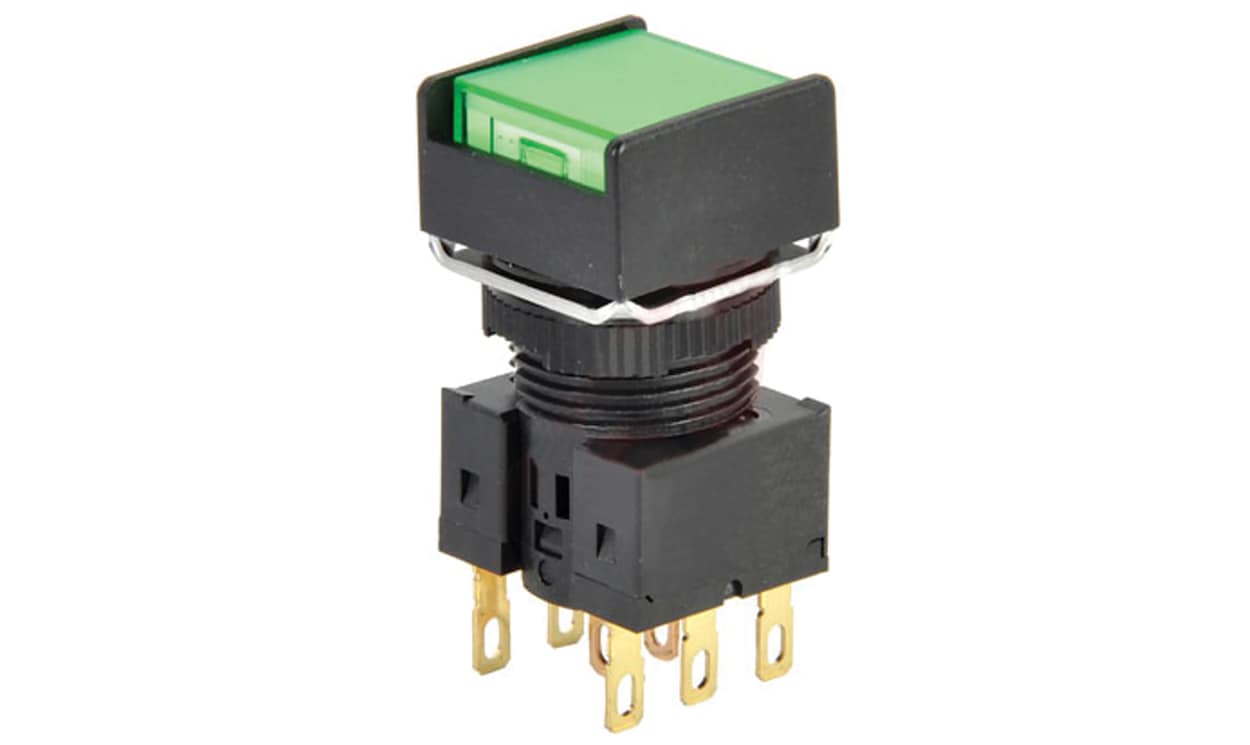 Omron A165L-AGM-24D-2, A16 Series Illuminated Push Button, Panel Mount, 16mm Cutout, DPDT, IP65