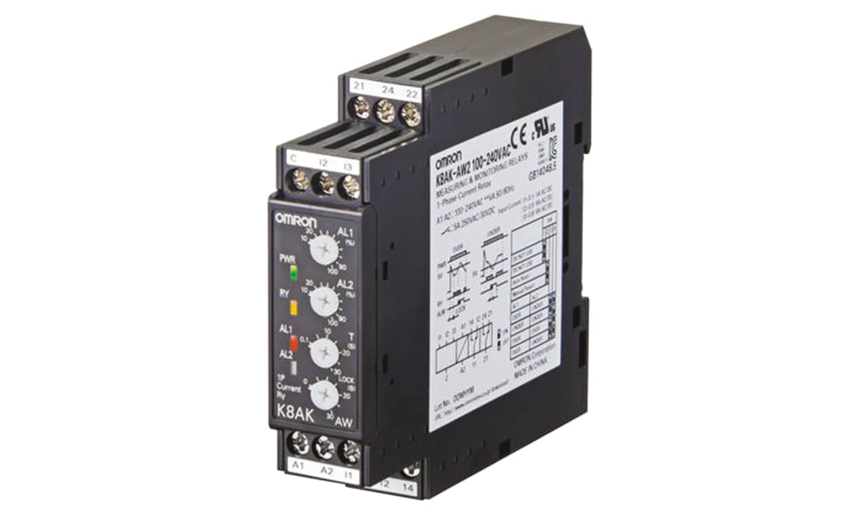 Omron K8AK-AW1 100-240VAC, Current Monitoring Relay, 1 Phase, SPDT, DIN Rail - generaltechuae