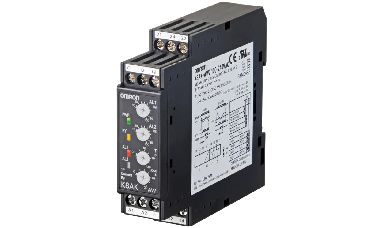Omron K8AK-AW3 100-240VAC, Current Monitoring Relay, 1 Phase, SPDT, DIN Rail - generaltechuae